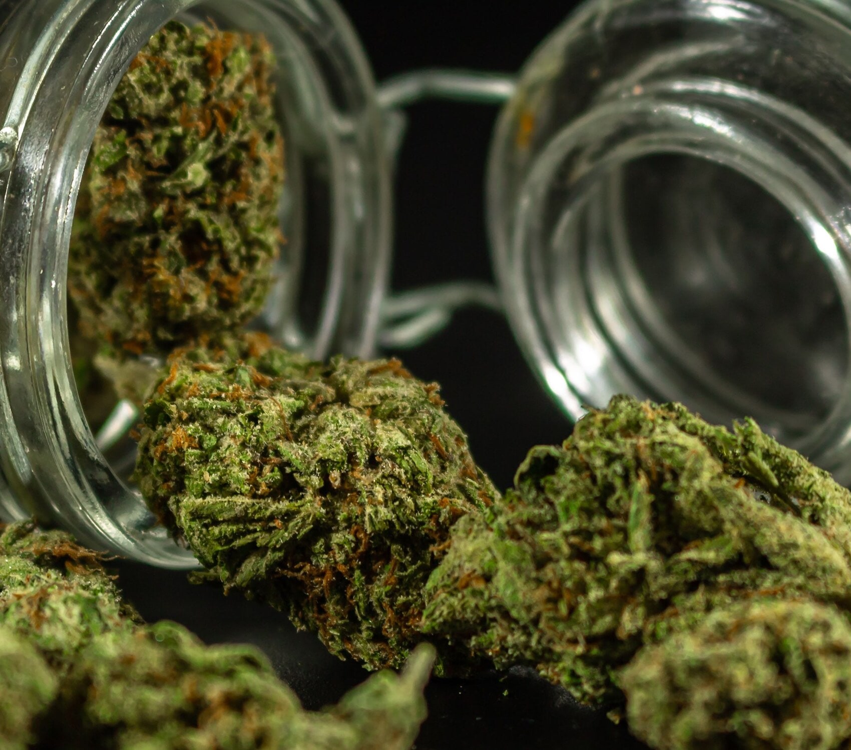 Cannabis flower in an apothecary jar